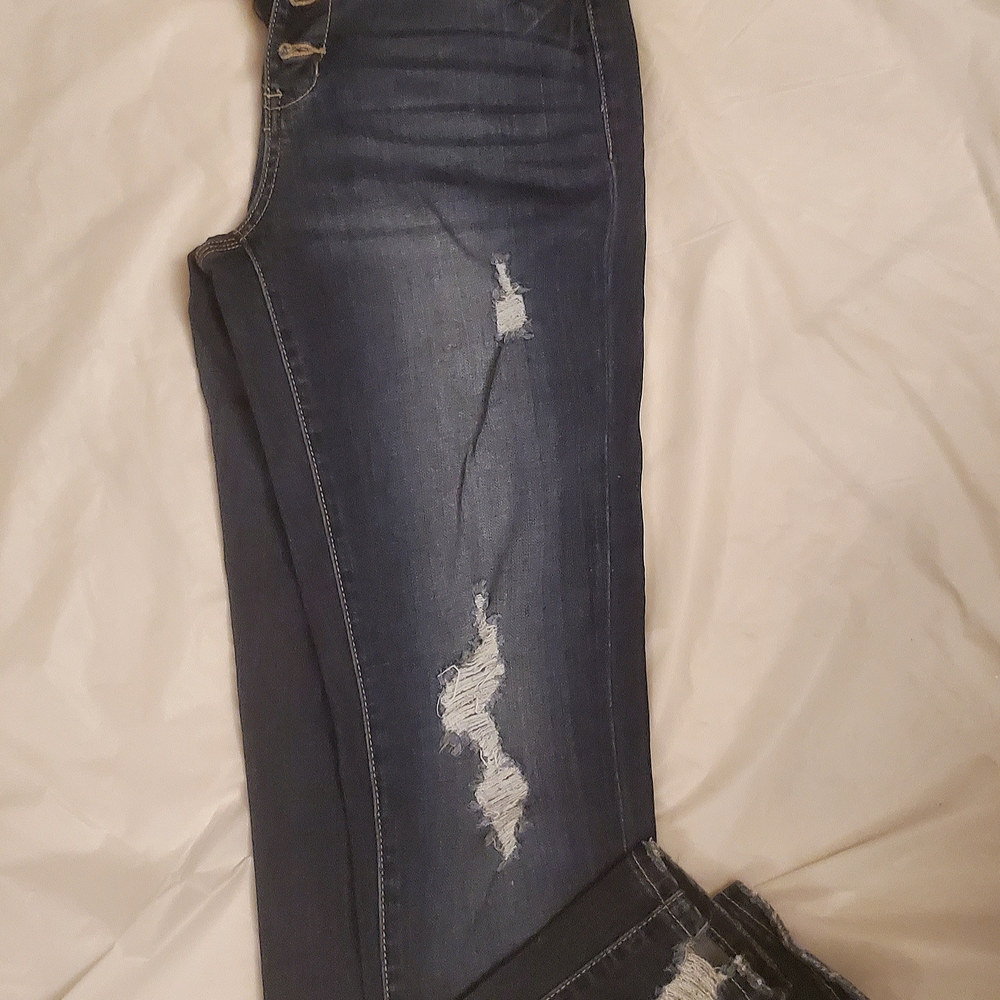 KanCan Button Fly Distressed Dark Blue Women's Jeans - Sz 5 (26")